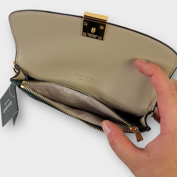 Kate Spade Dakota Croc-embossed Flap Wristlet in Rock Garden Green NEW